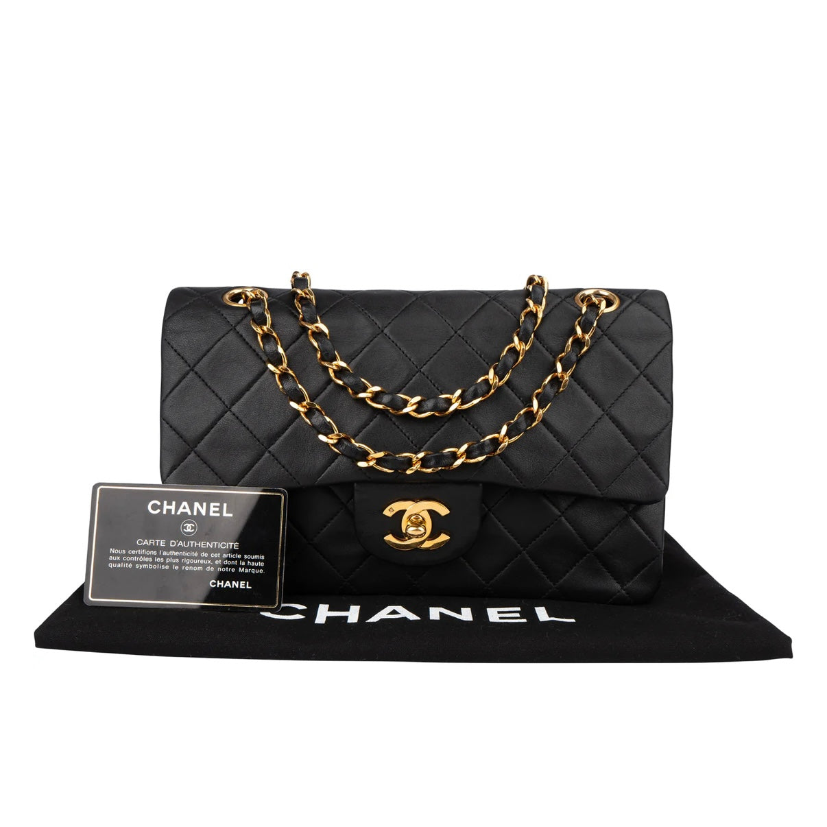 Chanel Quilted Lambskin 24K Gold Medium Double Flap Crossbody Bag
