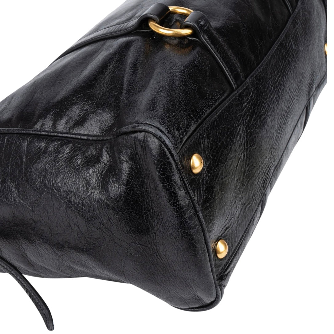 Miu Miu Black Leather City Handbag