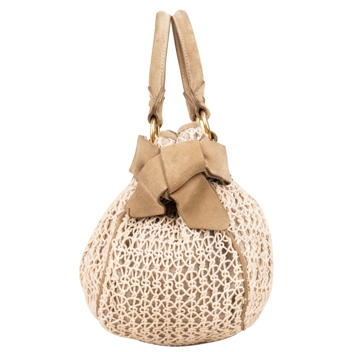 Miu Miu Suede and Crochet Bow City Handbag