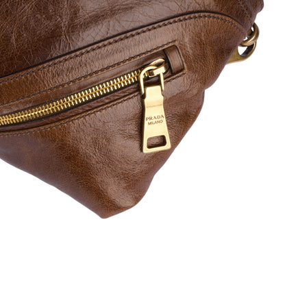 Prada Vitello Leather Shine Chain Shoulder Bag