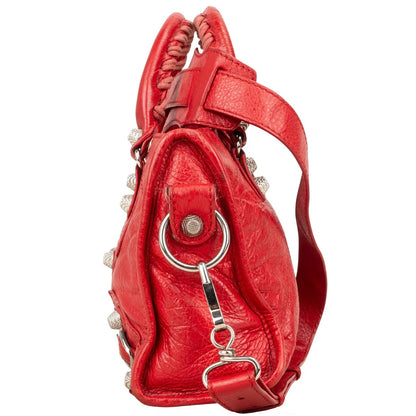 Balenciaga Red Leather Mini City Handbag