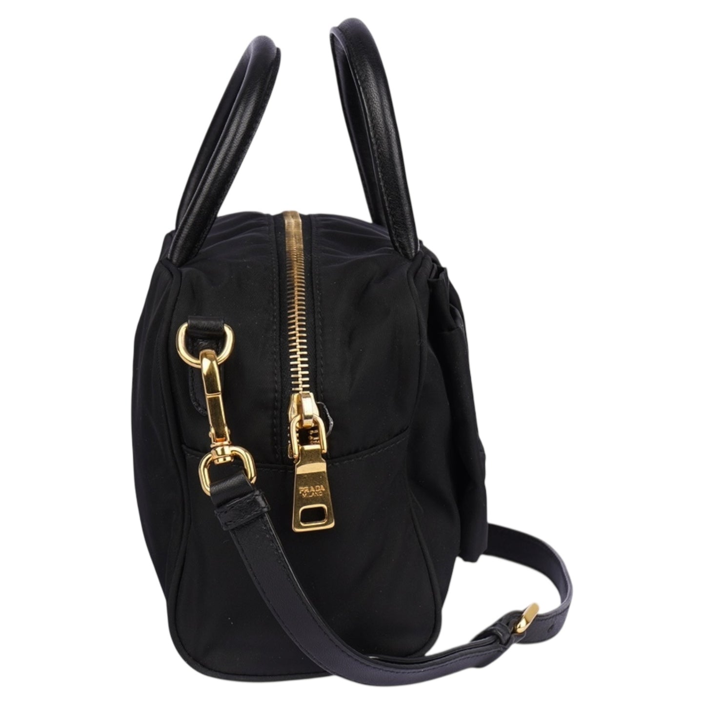 Prada Black Tessuto Fiocco Nylon Bow Detail Bag