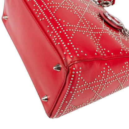 Christiann Dior Studded Cannage Lambskin Lady Dior Handbag