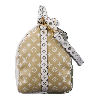 Louis Vuitton Khaki/White Limited Giant Monogram Keepall Bandouliere 50
