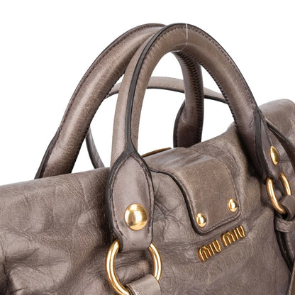 Miu Miu Grey Leather Lock Handbag