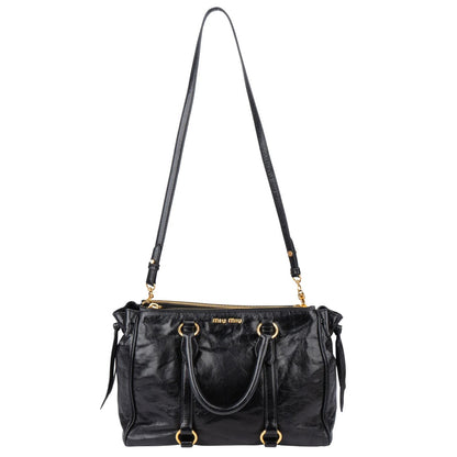 Miu Miu Black Leather City Handbag