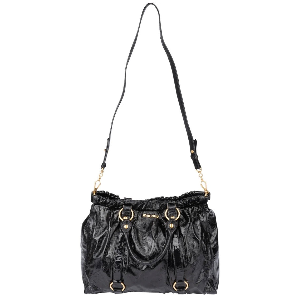 Miu Miu Black Patent Leather City Handbag