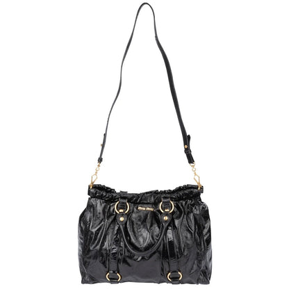 Miu Miu Black Patent Leather City Handbag