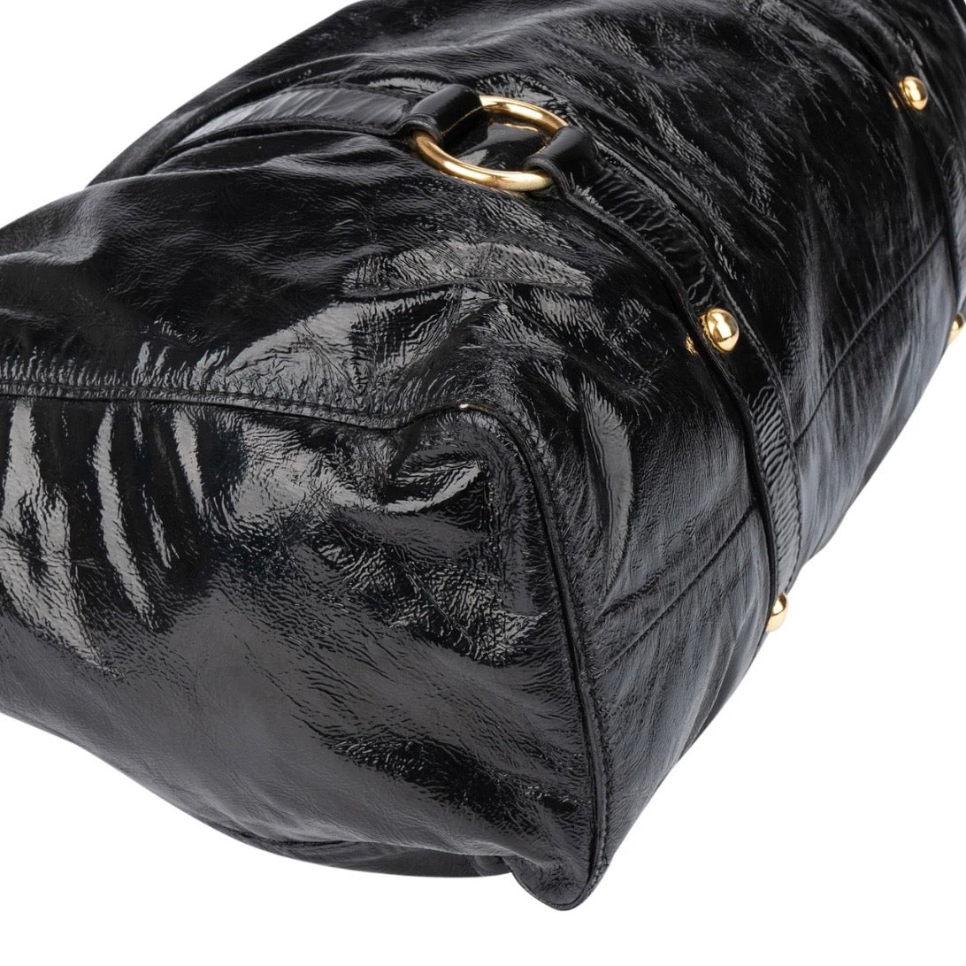 Miu Miu Black Patent Leather City Handbag