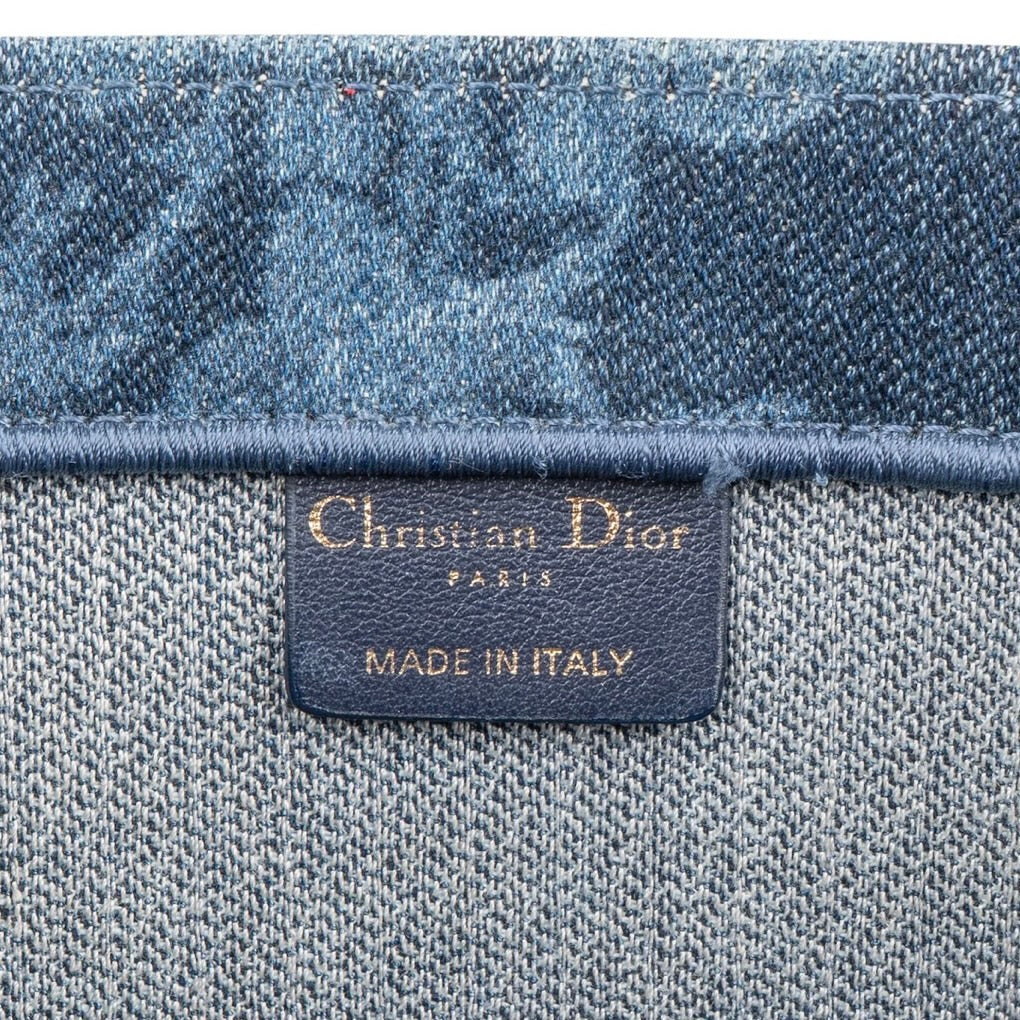 Christian Dior Denim Paisley Flower Tang Medium Book Tote Handbag