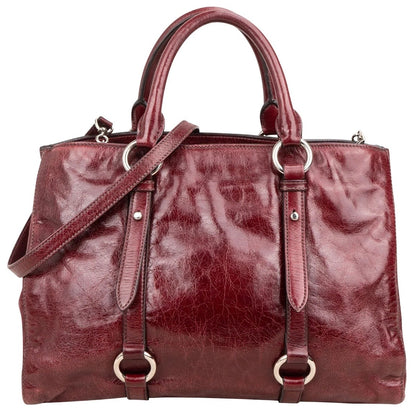 Miu Miu Vitello Lux Shine Leather Tote Buckle Handbag