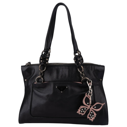 Prada Black Leather Triangle Butterfly Handbag