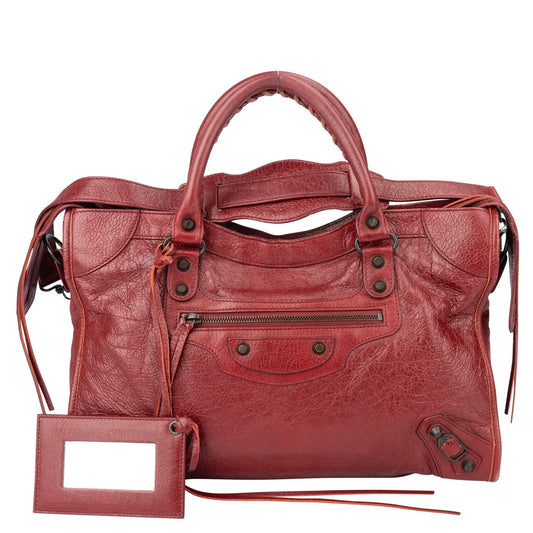 Balenciaga Bordeaux Leather City Handbag