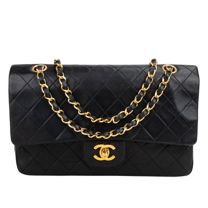 Chanel Quilted Lambskin 24K Gold Medium Double Flap Crossbody Bag