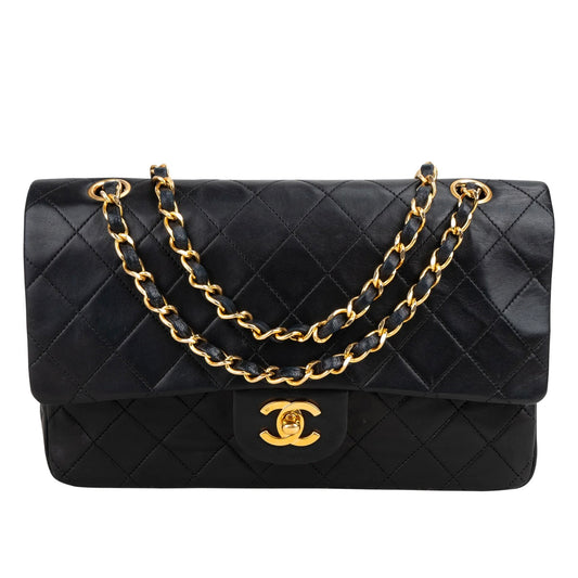 Chanel Quilted Lambskin 24K Gold Medium Double Flap Crossbody Bag
