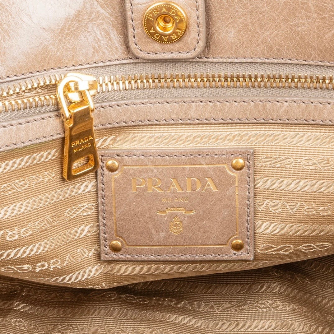 Prada Vitello Shine Leather Bauletto Handbag