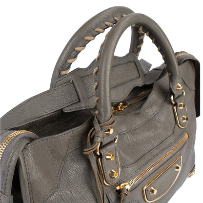 Balenciaga Grey Grained Leather City Handbag