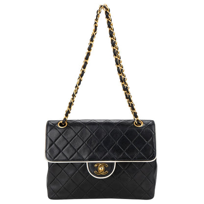 Chanel Quilted Lambskin 24K Gold Bicolor Single Flap Crossbody Bag