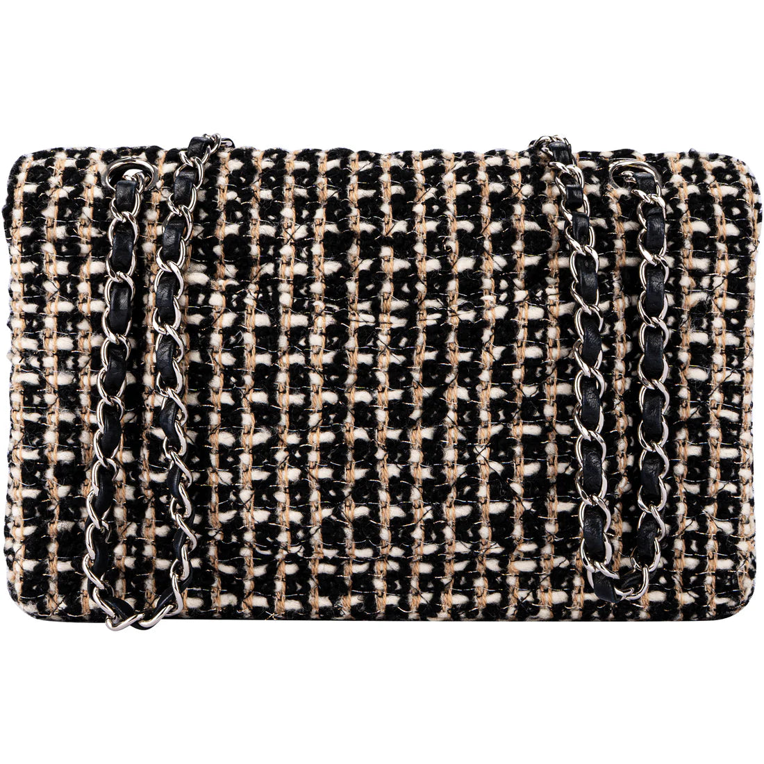 Chanel Quilted Tweed Medium Double Flap Crossbody Bag