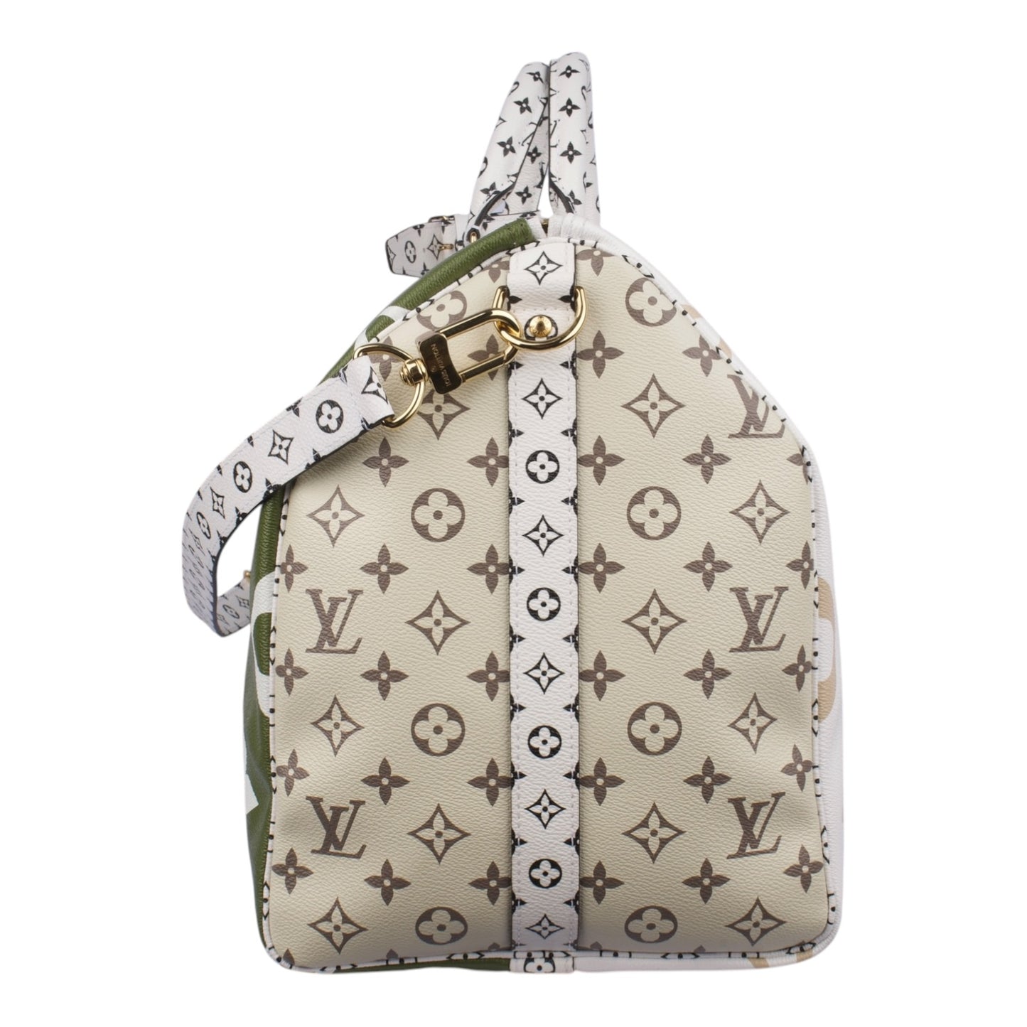Louis Vuitton Khaki/White Limited Giant Monogram Keepall Bandouliere 50
