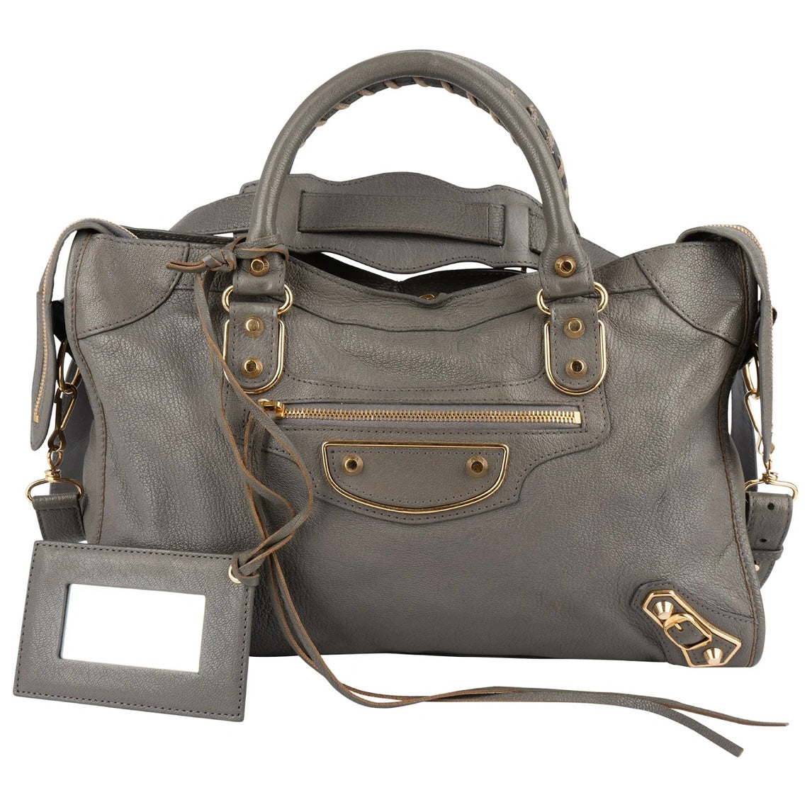 Balenciaga Grey Grained Leather City Handbag