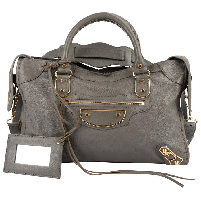 Balenciaga Grey Grained Leather City Handbag