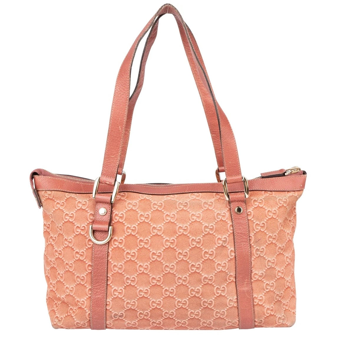 Gucci Pink Suede Monogram Abbey Handbag