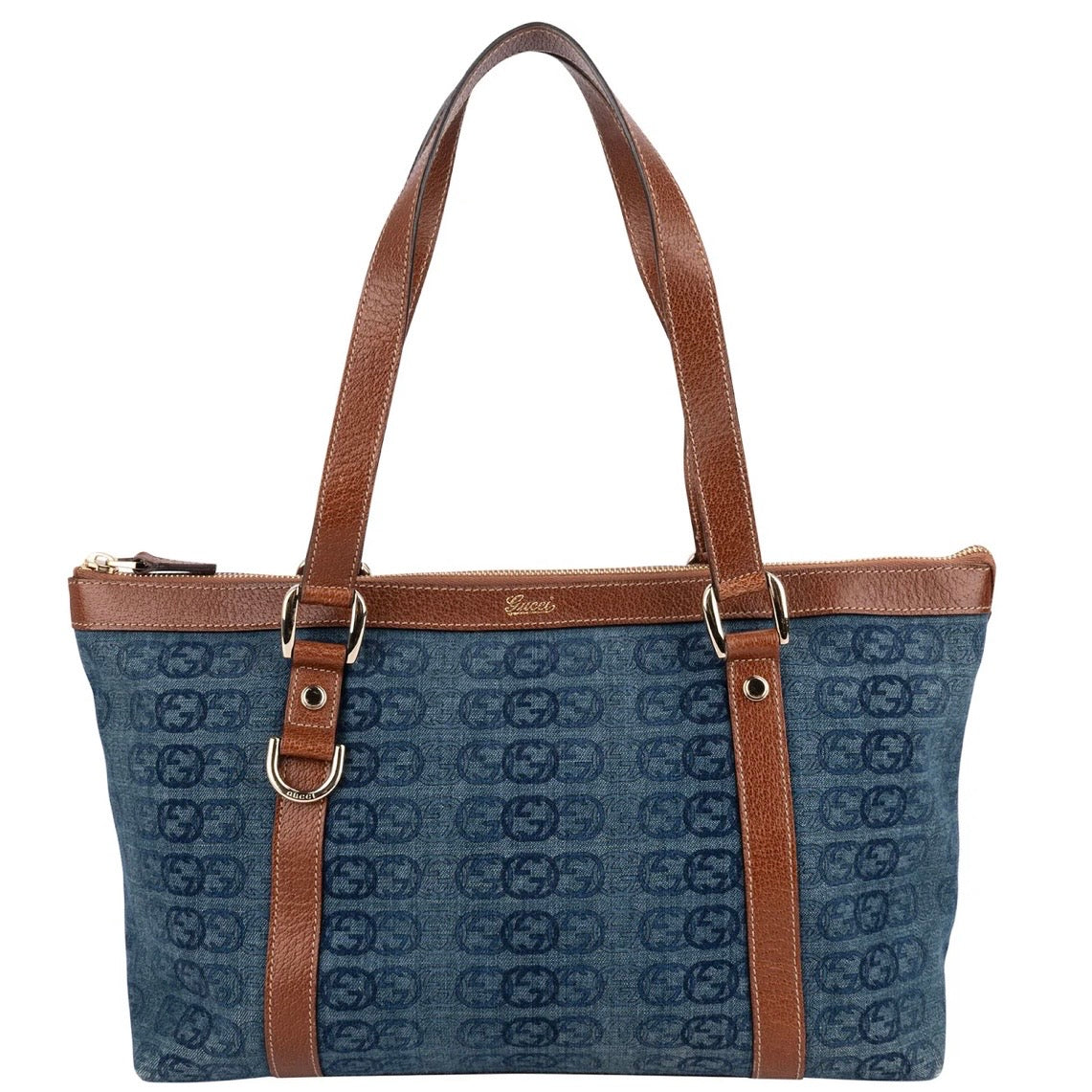 Gucci Monogram GG Denim Tote Abbey Handbag
