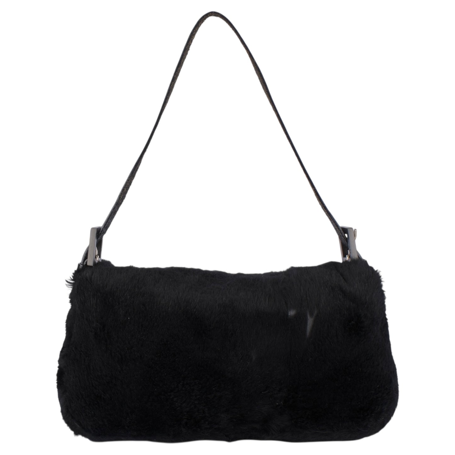 Fendi Black Fur Baguette Handbag