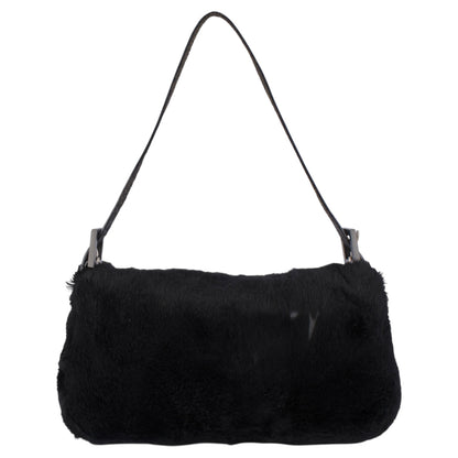 Fendi Black Fur Baguette Handbag