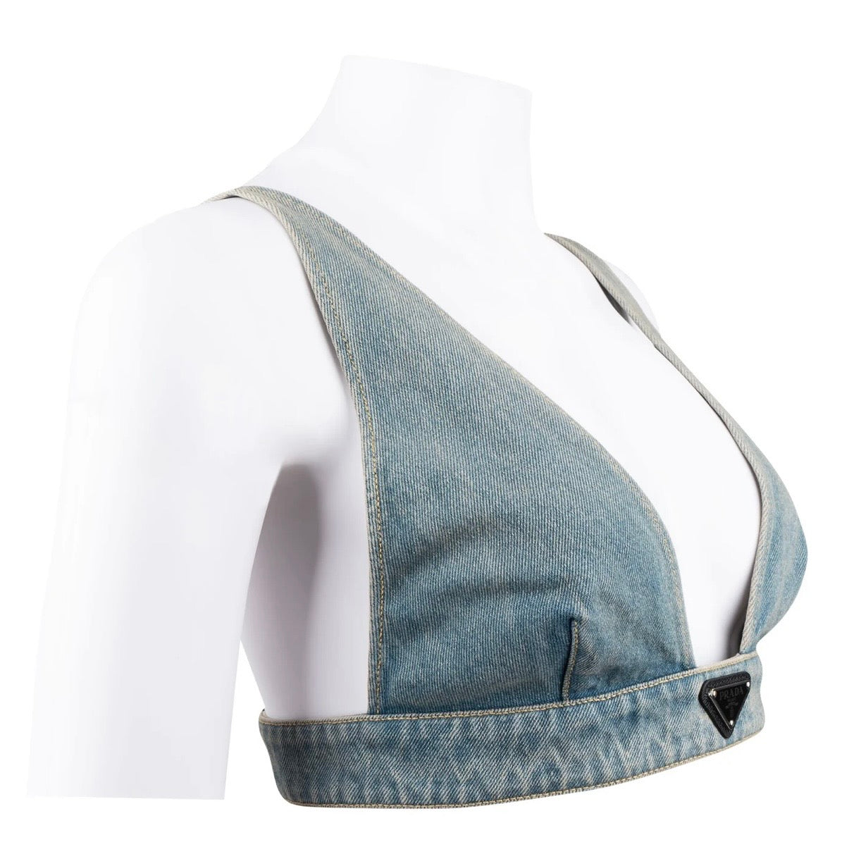 Prada Blue Denim Bralette Top (IT42)