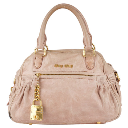 Miu Miu Nero Leather Padlock Handbag
