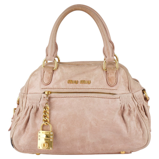 Miu Miu Nero Leather Padlock Handbag
