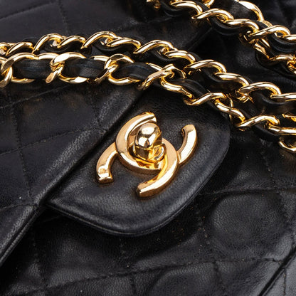 Chanel Quilted Lambskin 24K Gold 80s Double Flap Shoulder Bag