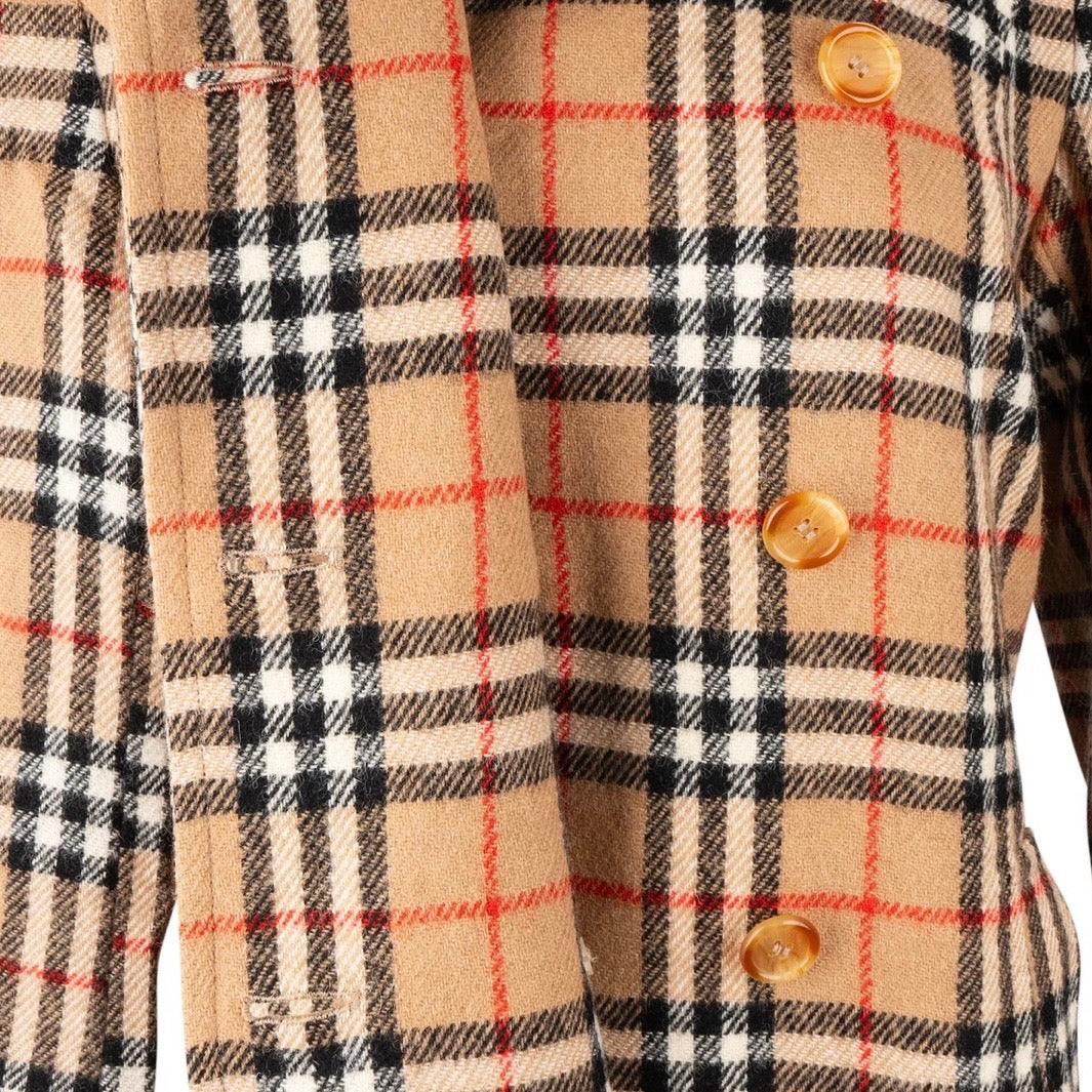 Burberry Beige Wool Nova Check Monogram Womens Trench Coat (L)