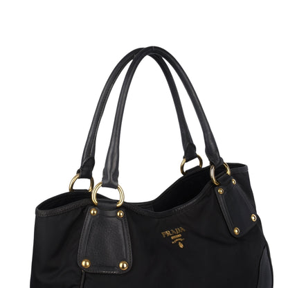 Prada Tessuto Nylon Vitello Daino Shoulder Bag