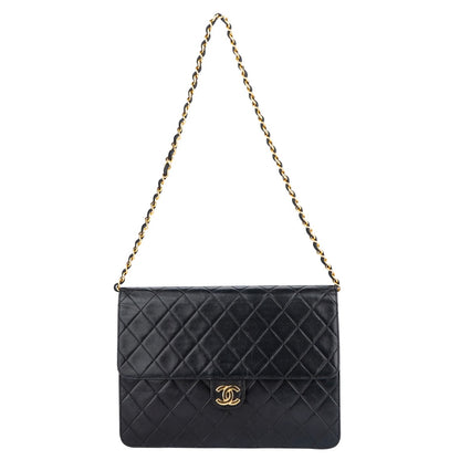 Chanel Quilted Lambskin 24K Gold Single Flap Shoulder Bag