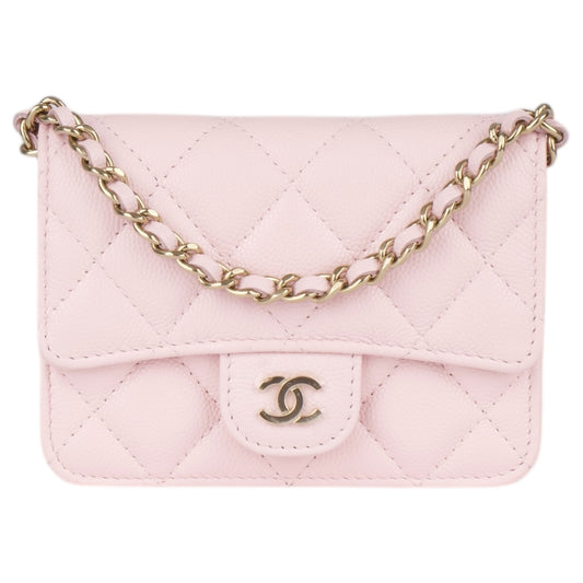 Caviar Quilted Mini Chain Bag Pink