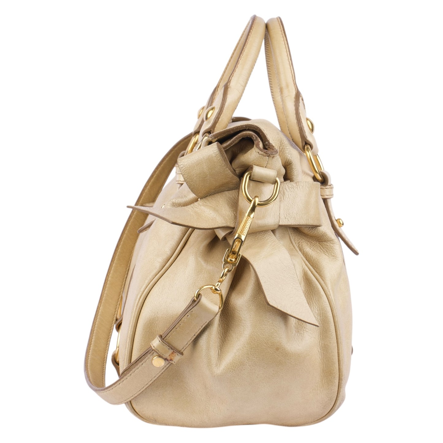 Miu Miu Vitello Lux Bow Shoulder Bag