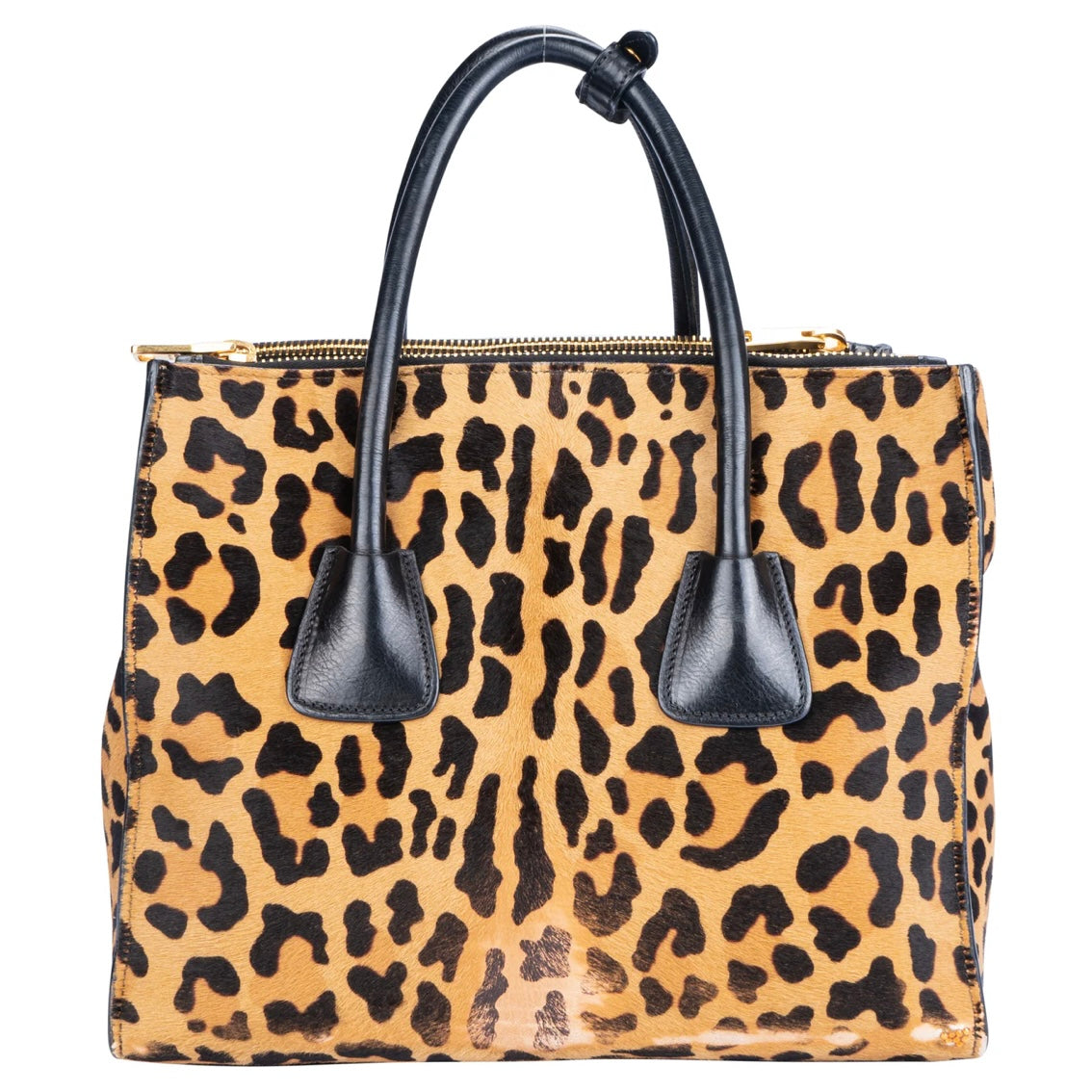 Prada Leopard Galleria Twin Zip Handbag