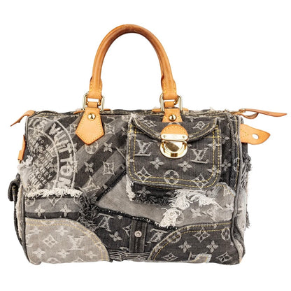 Louis Vuitton Limited Monogram Denim Patchwork Speedy 30 Handbag