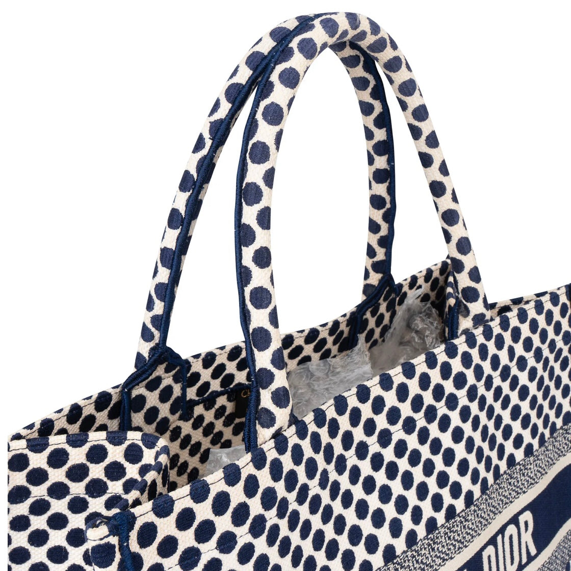 Christian Dior Dots Monogram Cotton Medium Tote Bag