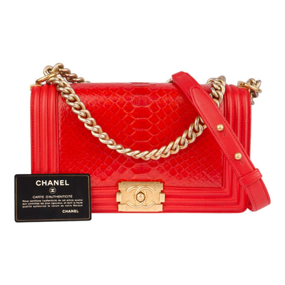 Chanel Boy Red Phyton Leather Limited Edition Bag
