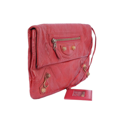 Balenciaga Red Leather Clutch