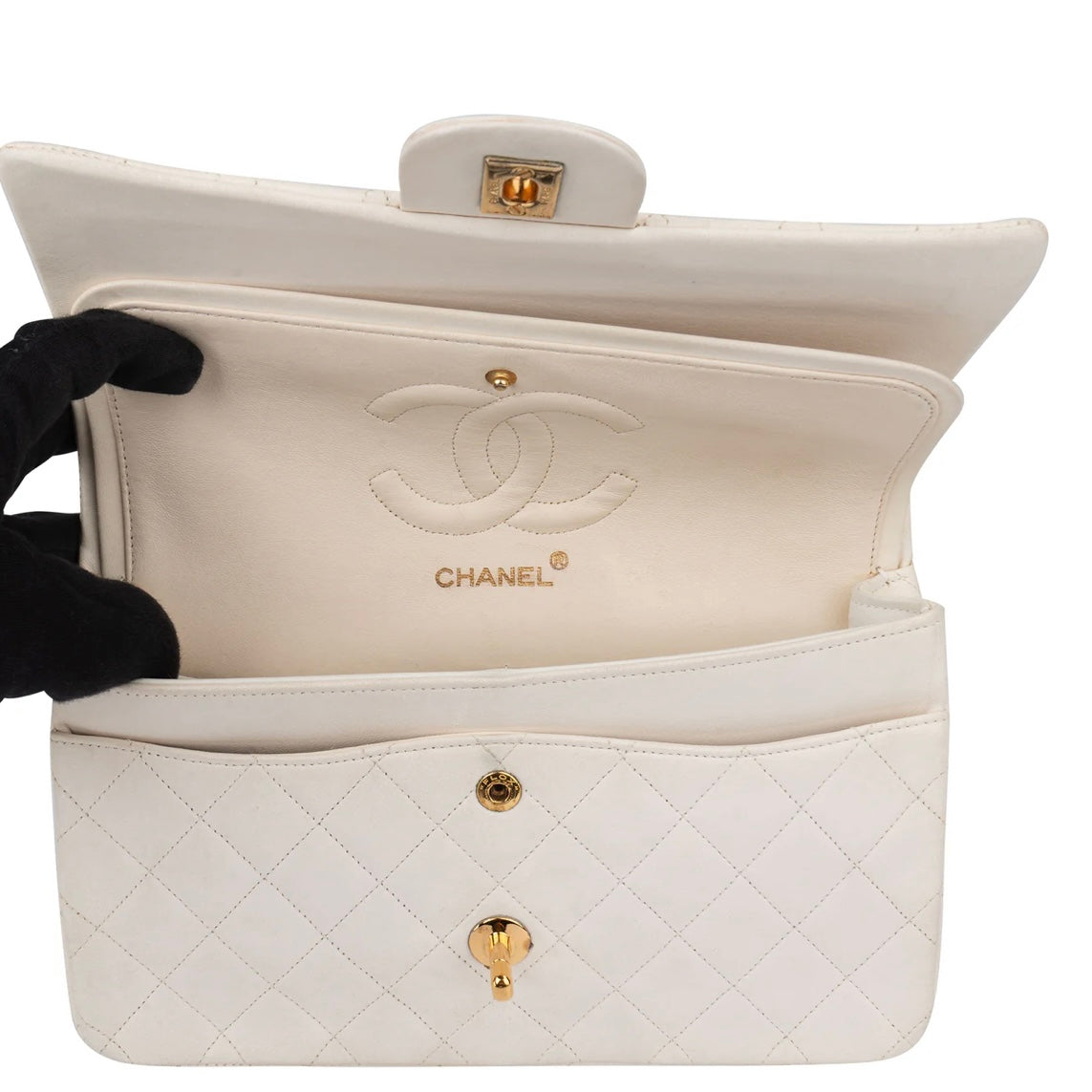 Chanel Quilted Lambskin 24K Gold Medium Double Flap Crossbody Bag