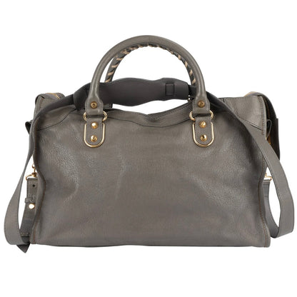 Balenciaga Grey Grained Leather City Handbag