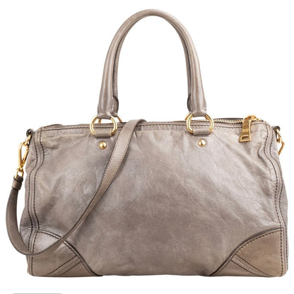 Prada Vitello Shine Leather Bauletto Satchel Handbag