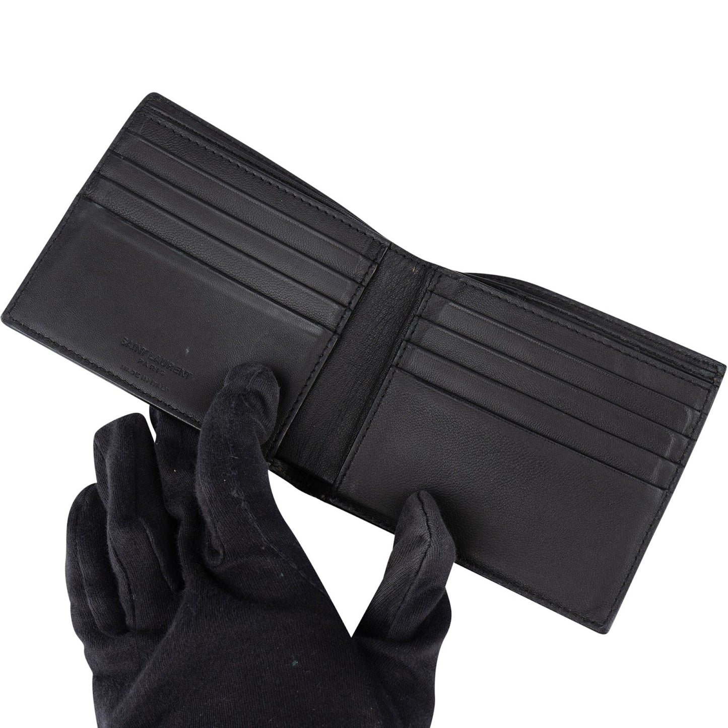 Saint Laurent Croc Embossed Leather Bifold Wallet