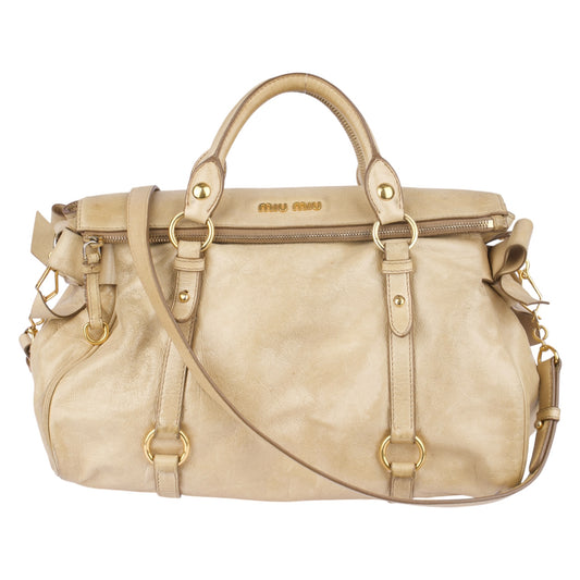 Miu Miu Vitello Lux Bow Shoulder Bag