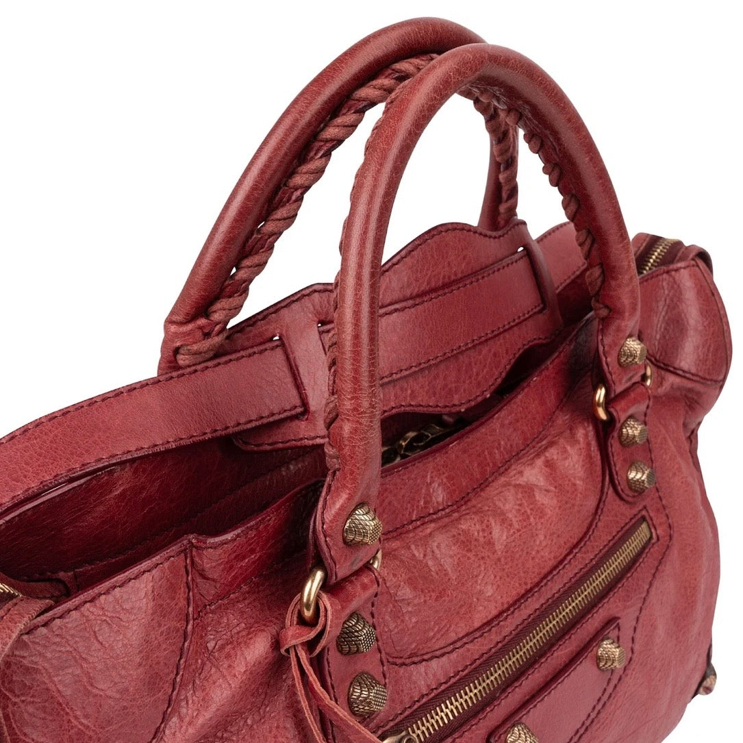 Balenciaga Red Leather Classic City Handbag